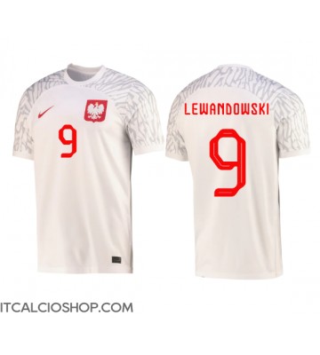 Polonia Robert Lewandowski #9 Prima Maglia Mondiali 2022 Manica Corta